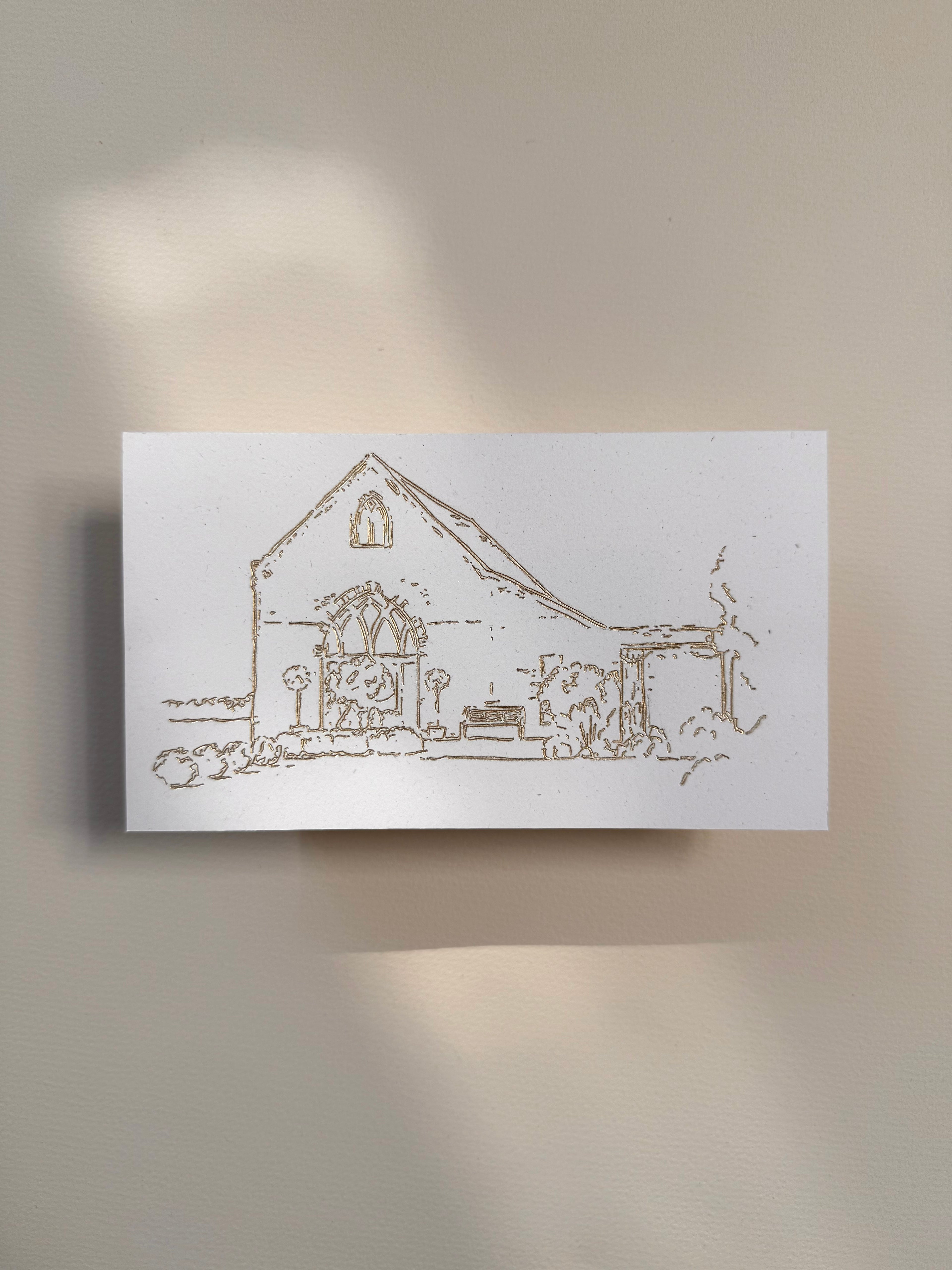 Gold Foil Venue Illustration Cards