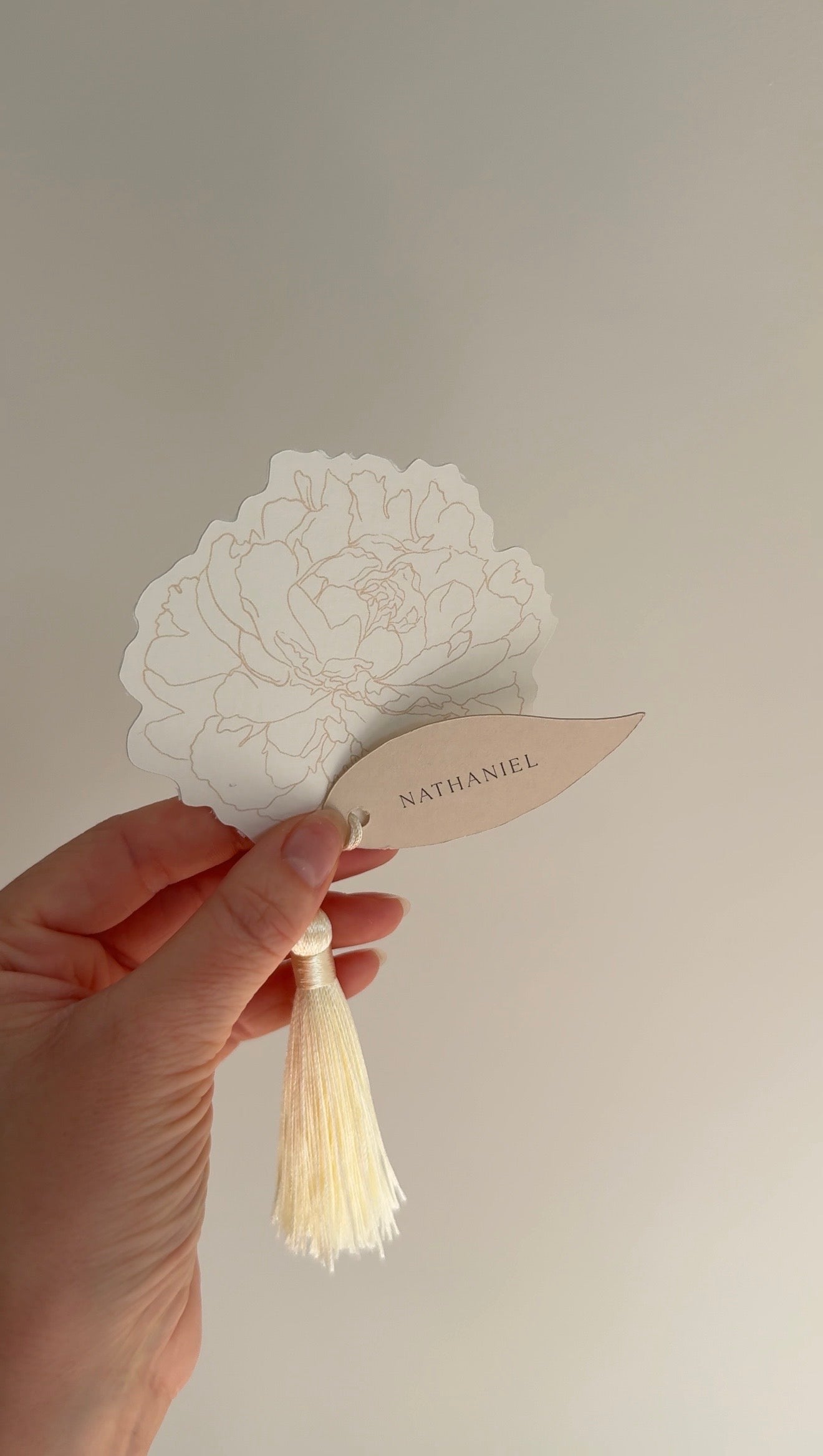 Peony Place Cards with Personalised Leaf
