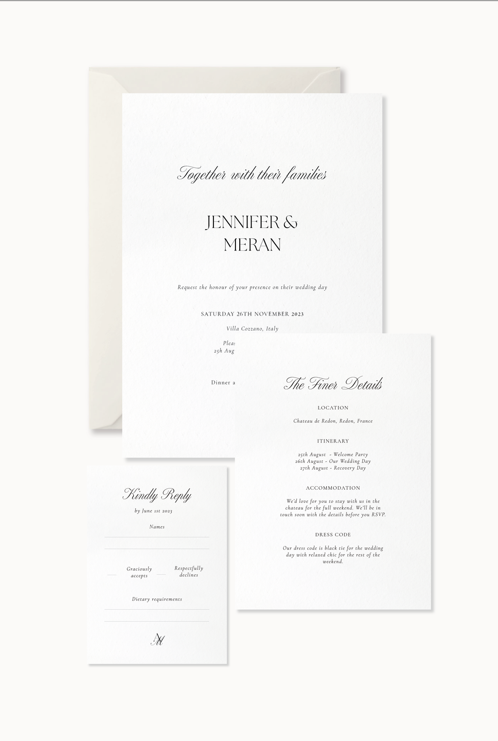 Verona - 3 Card Invitation Suite