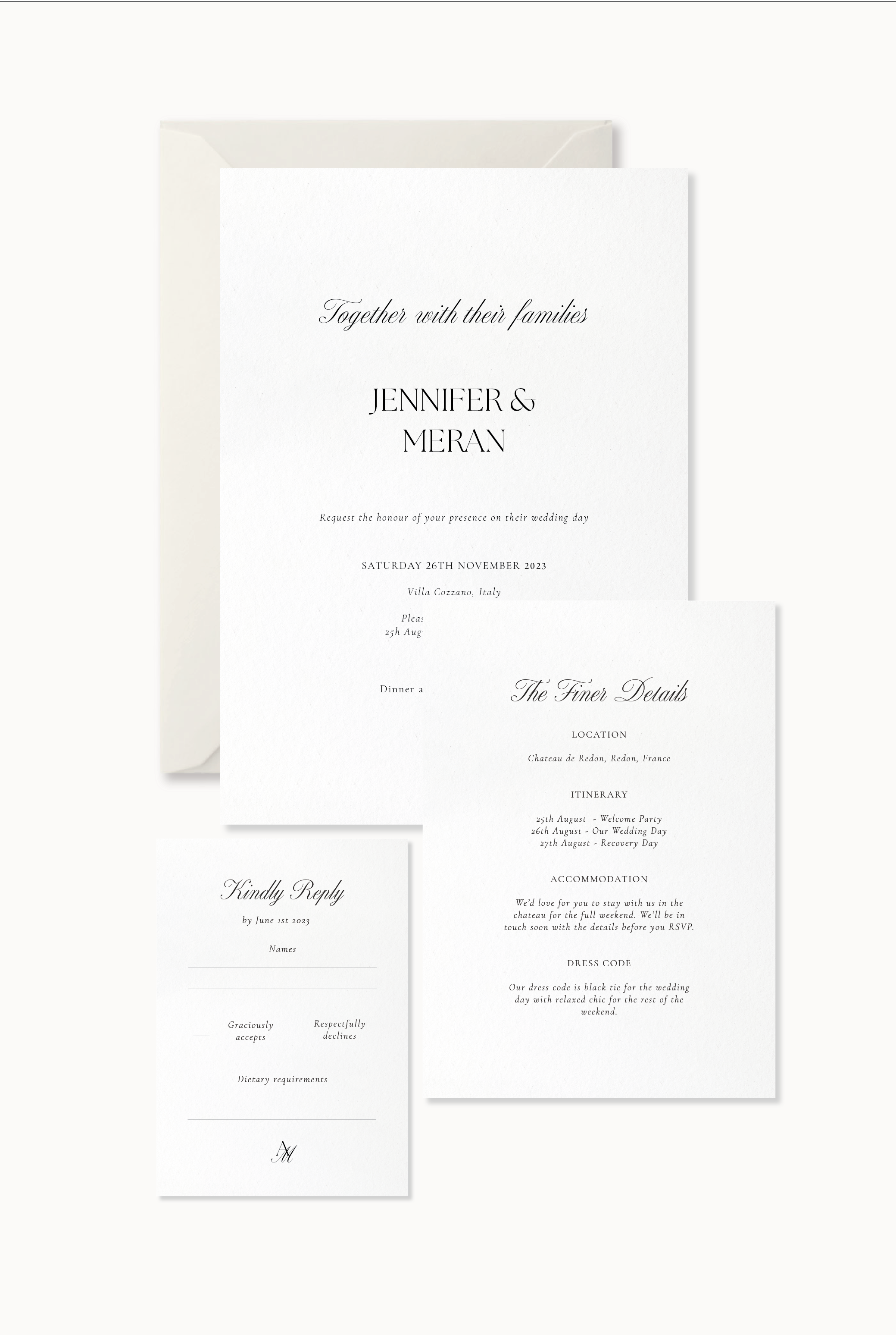 Verona - 3 Card Invitation Suite